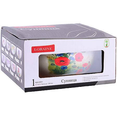 Супница керамическая 580 мл Цветущие Маки доломит 60273 LORAINE