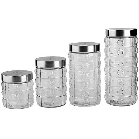 Набор банок для сыпучик продуктов 4 предмета, стекло/полипропилен/нержавеющая сталь 31026 MAYERBOCH