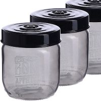 Банка для сыпучих 425 мл, 3 предмета, серая