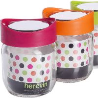 Банка для сыпучих 425 мл, 3 предмета, цветная