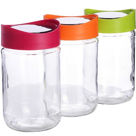 Банка для сыпучих 660 мл, 3 предмета, серая