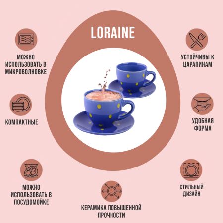 Чайный набор 4 предмета Loraine голубой 30450-6 LORAINE