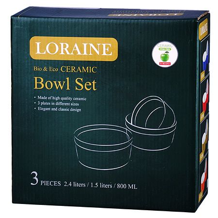 Набор салатниц Loraine 3 шт материал керамика цвет синий 