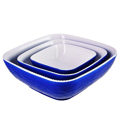 Набор салатниц Loraine 3 шт квадратные материал керамика цвет синий 