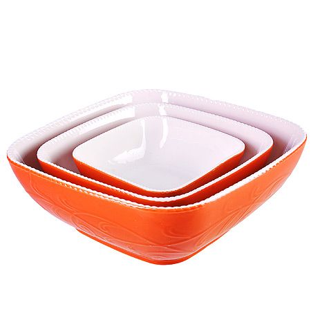 Набор салатниц Loraine 3 предмета материал керамика цвет оранжевый 