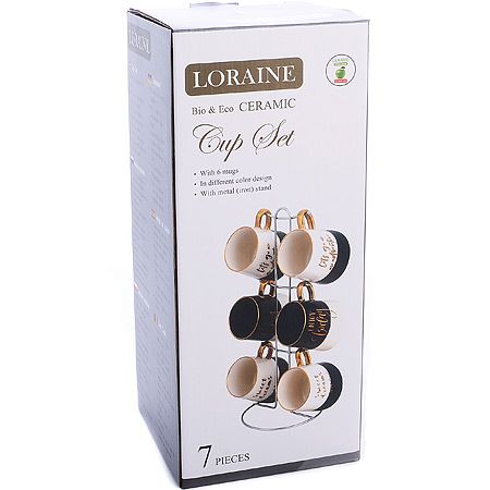 Набор кружек 7 предметов 322 мл на подставке LORAINE