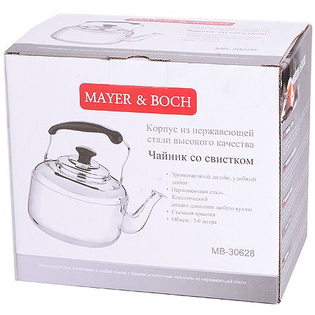 Чайник со свистком 3 л из нержавеющей стали Mayer&Boch