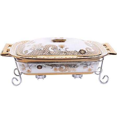 Мармит керамический 2,6л прямоугольный 3 предмета со свечкой