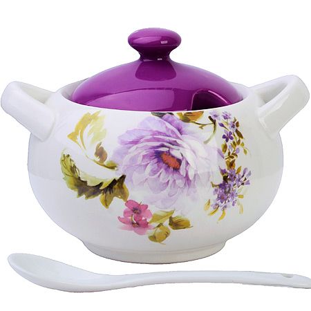 Сахарница с крышкой 375 мл с ложкой, 3 предмета, Очарование, доломит 60238 LORAINE