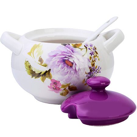 Сахарница с крышкой 375 мл с ложкой, 3 предмета, Очарование, доломит 60238 LORAINE