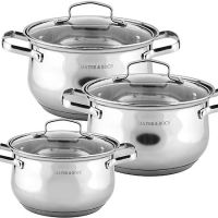 Набор кастрюль 2л+3л+4л из нержавеющей стали Mayer&Boch