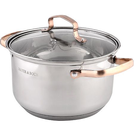 Набор кастрюль 2л+3л+4л из нержавеющей стали, золотистые ручки Mayer&Boch