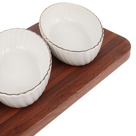 Менажница на подставке 3 блюда 14.5x9.5 см, фарфор, 4 предмета LORAINE 90050-509