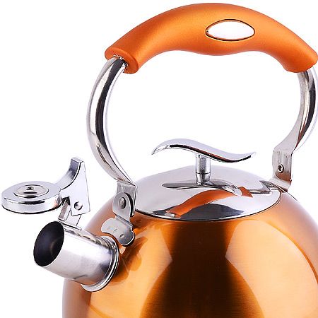 Чайник 2,5 л со свистком нержавеющая сталь оранжевый Mayer&Boch