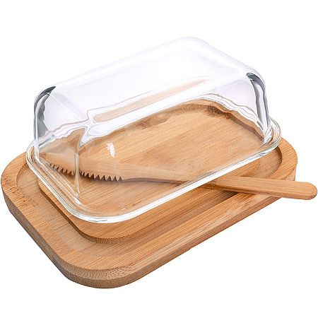 Масленка стекло-бамбук с ножом 12.8x6.4x17 см Mayer&Boch