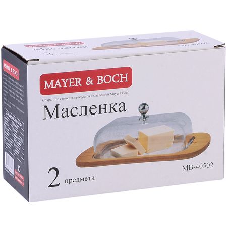 Масленка 2 предмета пластик/бамбук Mayer&Boch
