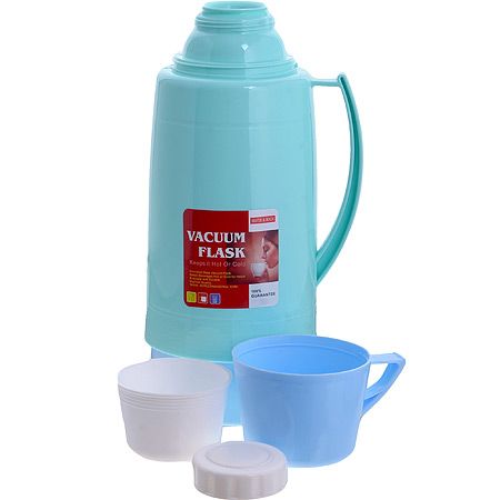 Термос 1,8л пластик стеклянная колба голубой Mayer&Boch