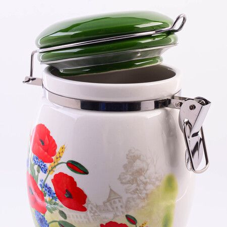 Банка для сыпучих 700 мл Цветущие Маки, доломит/металл LORAINE 60277
