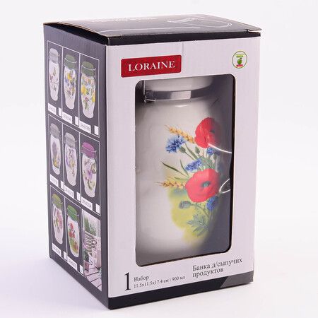 Банка для сыпучих 700 мл Цветущие Маки, доломит/металл LORAINE 60277
