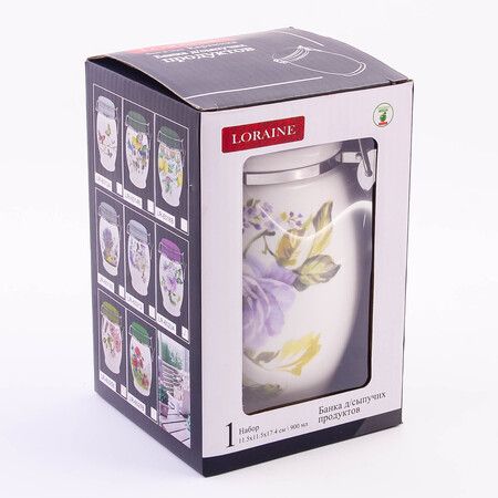 Банка для сыпучих 900 мл Очарование, доломит/металл LORAINE 60234
