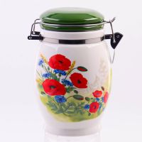 Банка для сыпучих 900 мл Цветущие Маки, доломит/металл LORAINE 60278