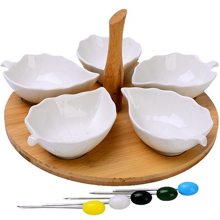 Менажница Листья 5 секций 13 предметов, фарфор 12124 LORAINE