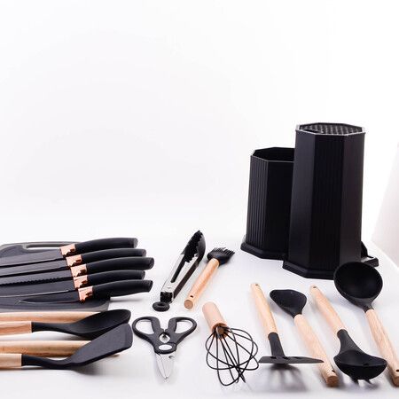 Набор кухонных принадлежностей на подставке силикон/пластик 24-02-TM