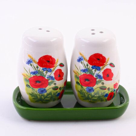 Набор для специй 3 предмета Цветущие Маки доломит LORAINE 60283
