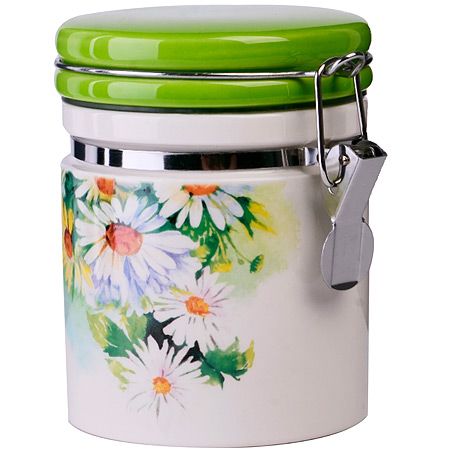 Банка для сыпучих продуктов 500 мл Ромашки доломит/металл 30756 LORAINE