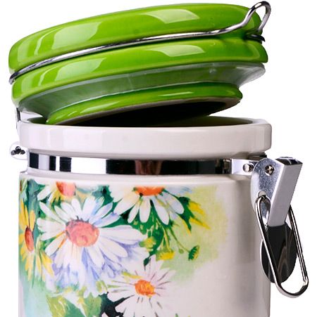 Банка для сыпучих продуктов 500 мл Ромашки доломит/металл 30756 LORAINE