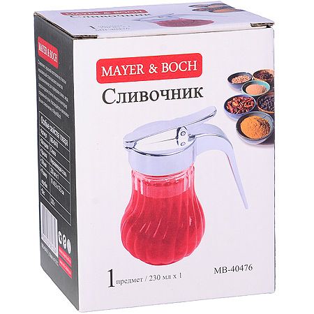 Сливочник с крышкой 230 мл, стекло/нержавеющая сталь 40476 MAYERBOCH