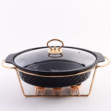 Мармит овальный 1.8 л, с подставкой, с крышкой, фарфор MAYERBOCH 7454-1