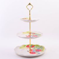 Конфетница 3х-ярусная Цветущие Маки, доломит LORAINE 60287