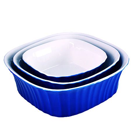 Набор салатниц Loraine 3 предмета квадратные из керамики цвет синий 