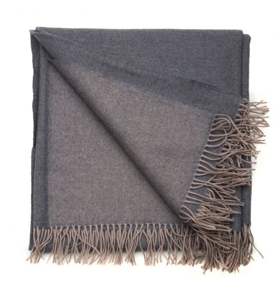 Плед KATMANDOU ANTHRACITE 130x170 см серо-бежевый шерсть меринос, 240 г/м2 Blanc des Vosges
