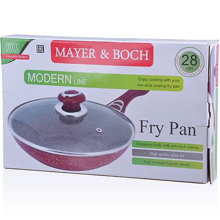 Сковорода 28см с крышкой покрытие с мраморной крошкой Mayer&Boch 