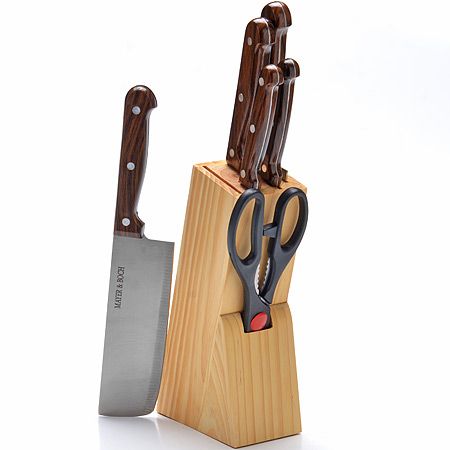 Набор ножей 5 предметов на подставке + топор MAYERBOCH 27426