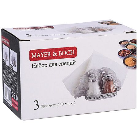 Набор для специй на подставке 4 предмета, стекло/нержавеющая сталь 40490 MAYERBOCH