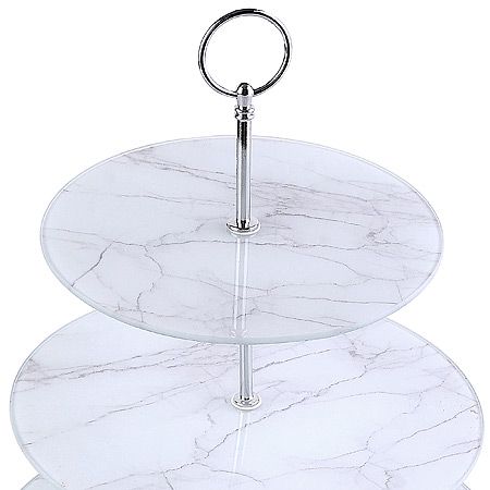 Конфетница 3-х ярусная на ножке, белый/серый LORAINE