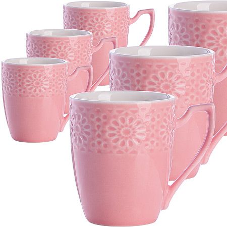 Набор кружек 7 предметов 220 мл на подставке розовый LORAINE