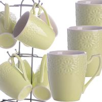 Набор кружек 7 предметов 220 мл на подставке зеленый LORAINE