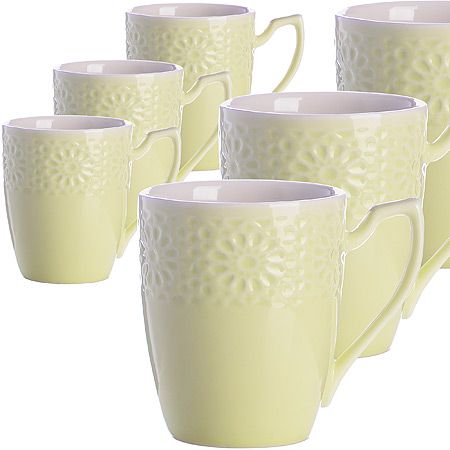 Набор кружек 7 предметов 220 мл на подставке зеленый LORAINE