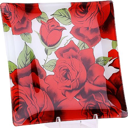 Набор тарелок из 7шт 'Аркофам' Роза на белом фоне