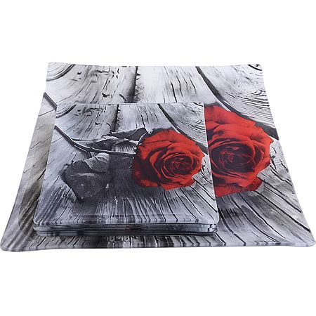 Набор тарелок из 7шт 'Аркофам' Роза на сером фоне