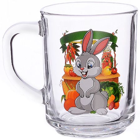 Кружка для чая 200 мл'Зайцы мультяшки' 335-Д-2 Гусь-Хрустальный