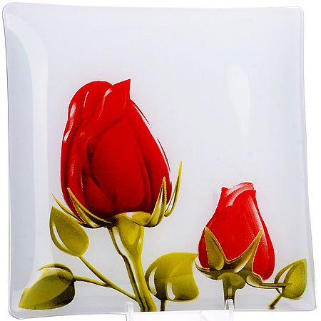 Набор тарелок из 7шт 'Аркофам' Роза на белом фоне