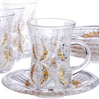 Чайный набор 12 предметов из стекла золото LORAINE 