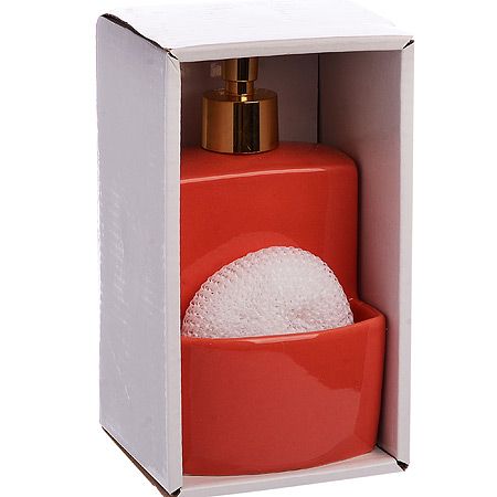 Дозатор для моющих средств с подставкой для губки 380мл Mayer&Boch КРАСНЫЙ