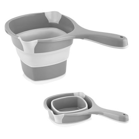 Ковш складной 1л серый пластик/силикон L-00857GY
