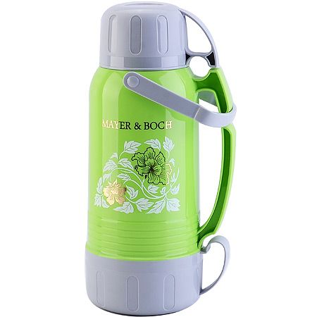 Термос 1,8л + 3 чашки стеклянная колба зеленый Mayer&Boch